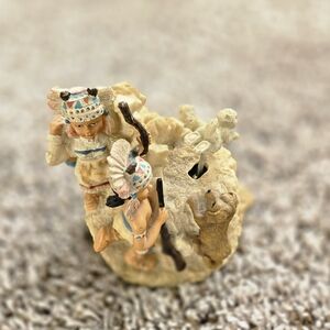 Native American Music Box With Moveabl Themed Figurine with Children and Animals